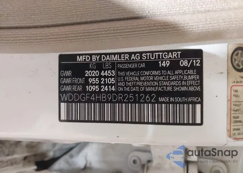 2013 Mercedes-Benz C 250 Sport from USA, damaged, VIN WDDGF4HB9DR251262